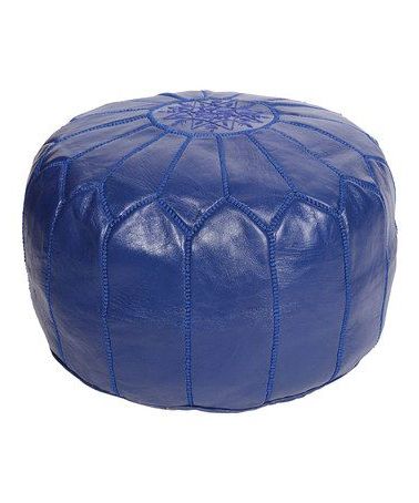 Take A Look At This Navy Blue Leather Ottomankarma Living | Leather For Blue Slate Jute Pouf Ottomans (View 8 of 20)