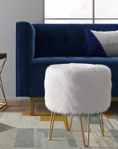 Target – Project 62 Radovre Hairpin Ottoman With White Faux Fur – $35 Within White Faux Fur Round Ottomans (View 18 of 20)