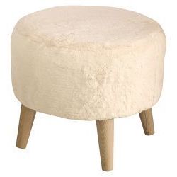 Teak And Faux Fur Square Block Accent Stool Beige – Olivia & May For White Faux Fur Round Ottomans (Gallery 19 of 20)
