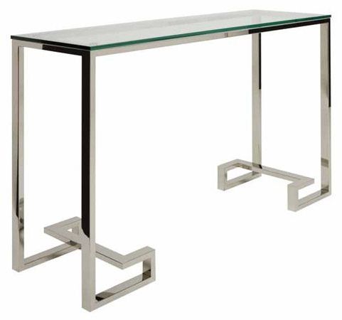 Tessa Stainless Steel Console Table | Glass Console Table, Modern With Stainless Steel Console Tables (View 1 of 20)