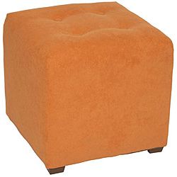 Texture Tufted Burnt Orange Cube Ottoman – 11542530 – Overstock For Textured Aqua Round Pouf Ottomans (View 1 of 20)