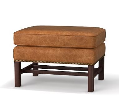Thatcher Leather Ottoman, Polyester Wrapped Cushions, Leather With Regard To Camber Caramel Leather Ottomans (View 1 of 20)