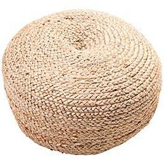 This All Jute Coiled Pouf Ottoman Is Hand Woven In India. Cushioned Intended For Traditional Hand Woven Pouf Ottomans (Gallery 20 of 20)