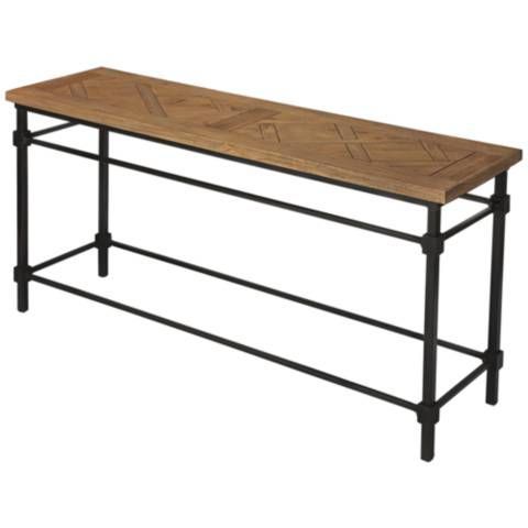 This Brown Wood And Iron Rectangular Console Table Is Easy On The Eyes With Regard To Wood Rectangular Console Tables (View 2 of 20)