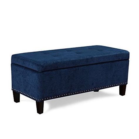 This Delightfully Vintage Storage Ottoman Features A Classic Button Pertaining To Royal Blue Tufted Cocktail Ottomans (View 13 of 20)