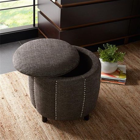 This Ottoman With Removable Top And Hidden Storage Features A Stylish Intended For Gray Velvet Brushed Geometric Pattern Ottomans (View 2 of 20)