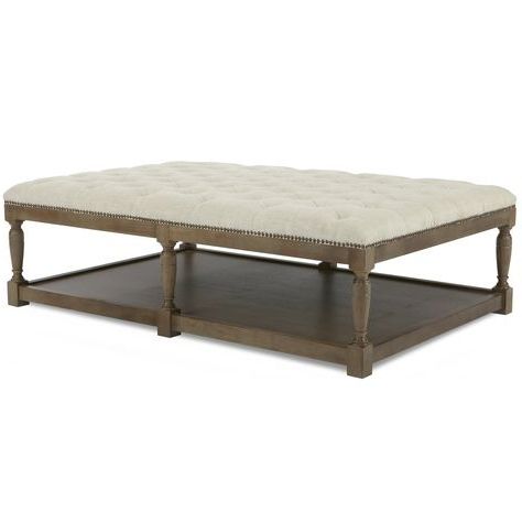 Thomas Chesterfield Tufted Beige Linen Coffee Ottoman | Reclaimed Wood In Linen Tufted Lift Top Storage Trunk (View 15 of 20)