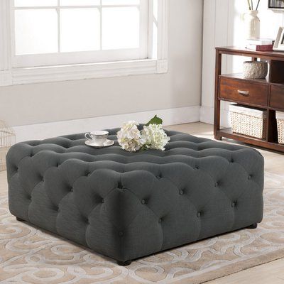 Three Posts Grothe Tufted Cocktail Ottoman | Tufted Ottoman, Ottoman Throughout Tuxedo Ottomans (View 5 of 20)