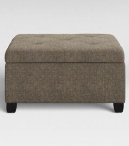 Threshold Damascus Large Square Tufted Storage Ottoman, Beige *new Throughout Neutral Beige Linen Pouf Ottomans (View 11 of 20)