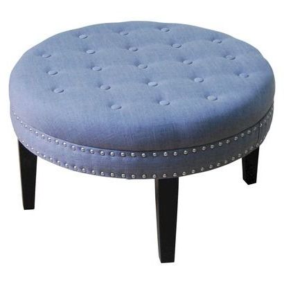 Threshold™ Round Tufted Cocktail Ottoman – Gray Linen | Round Tufted Pertaining To Pink Champagne Tufted Fabric Ottomans (Gallery 20 of 20)