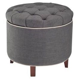 Threshold™ Round Tufted Storage Ottoman – Gray Textured Weave In 2020 In Textured Yellow Round Pouf Ottomans (View 9 of 20)