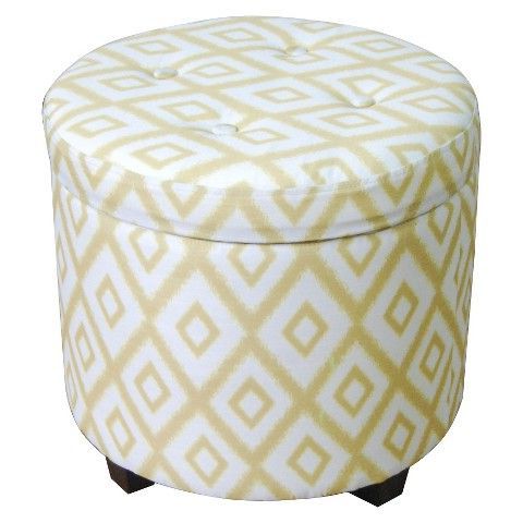 Threshold™ Round Tufted Storage Ottoman – Yellow/white | Round Storage Pertaining To Cream Fabric Tufted Round Storage Ottomans (View 9 of 20)