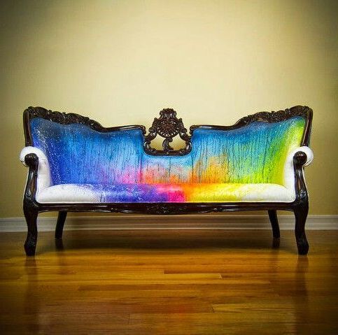 Tie Dye Sofa | Victorian Couch, Funky Furniture, Painted Furniture Within Antique Blue Gold Console Tables (View 15 of 20)