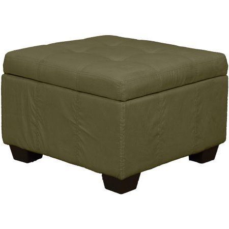 Timeless 24 Inch Square Tufted Padded Hinged Storage Ottoman Bench In Gray Fabric Round Modern Ottomans With Rope Trim (View 5 of 20)