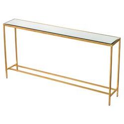 Titan Modern Classic Gold Leaf Mirror Console Table | Kathy Kuo Home Regarding Antiqued Gold Leaf Console Tables (View 9 of 20)