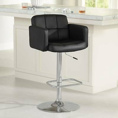 Trek Large Black Faux Leather Adjustable Swivel Bar Stool | Ebay Throughout Black Faux Leather Swivel Recliners (View 18 of 20)