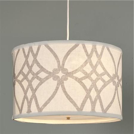 Trellis Linen Drum Shade Pendant – Shades Of Light Intended For Light Natural Drum Console Tables (View 2 of 20)