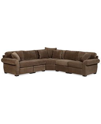 Trevor Fabric 5 Piece 117 L Shaped Sectional Sofa – Furniture – Macy's Within 5 Piece Console Tables (View 8 of 20)