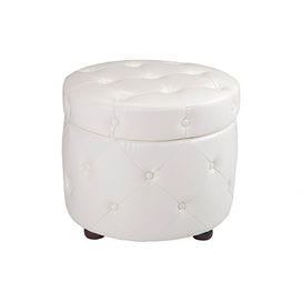 Tufted Bonded Leather Storage Ottoman In Ivory (View 9 of 20)