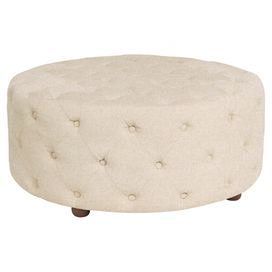 Tufted Cocktail Ottoman In Wheat With Linen And Art Silk Upholstery With Linen Sandstone Tufted Fabric Cocktail Ottomans (Gallery 19 of 20)