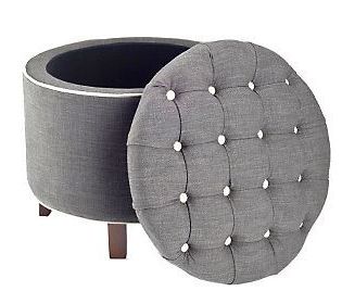 Tufted Fabric Storage Ottoman With Reversible Tray Top — Qvc With Fabric Tufted Storage Ottomans (View 16 of 19)