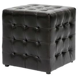 Tufted Faux Leather Ottoman In Brown (View 3 of 20)