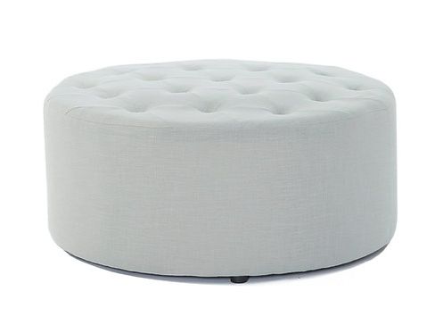Tufted Linen Ottoman – Grey | Darbyandgrey In Gray Wool Pouf Ottomans (View 8 of 20)