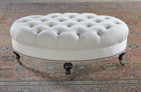 Tufted Oval Ottoman In Linato Cream | Oval Ottoman, Ottoman, Leather For Round Cream Tasseled Ottomans (View 12 of 20)