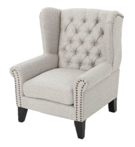 Tufted Winged Accent Chair – Beige – Professional Party Rentals For Light Beige Round Accent Stools (View 8 of 20)