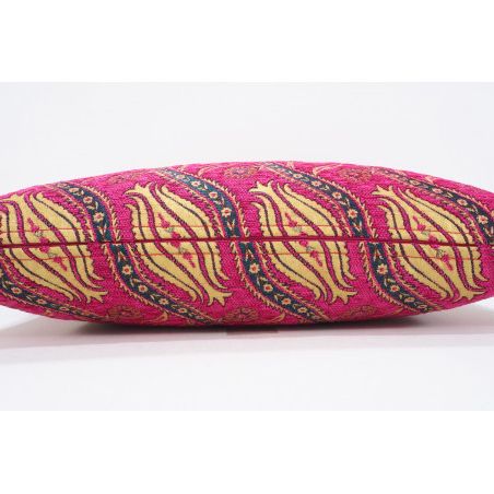 Turkish Fabric Pillow 12x20, Pink Tulip Pattern Decorative Ottoman Intended For Pink Fabric Banded Ottomans (View 7 of 20)