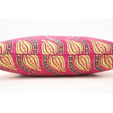Turkish Fabric Pillow 16x24, Pink Tulip Pattern Decorative Ottoman Pertaining To Pink Fabric Banded Ottomans (View 13 of 20)
