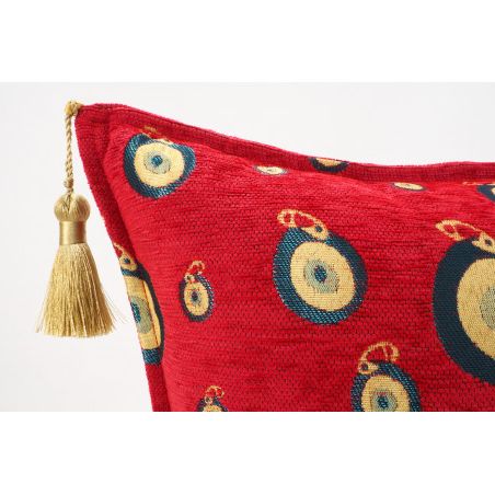 Turkish Fabric Pillow 18x18, Red Evil Eye Pattern Decorative Ottoman Inside Red Fabric Square Storage Ottomans With Pillows (View 18 of 20)