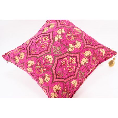 Turkish Fabric Pillow 20x20, Pink Carnation Pattern Decorative Ottoman Inside Pink Fabric Banded Ottomans (Gallery 20 of 20)