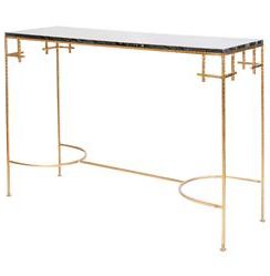 Turlington Hollywood Regency Black Marble Gold Console Table Pertaining To Square Black And Brushed Gold Console Tables (View 5 of 20)
