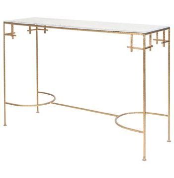 Turlington Hollywood Regency White Marble Gold Console Table | Gold Within White Marble Console Tables (View 10 of 20)