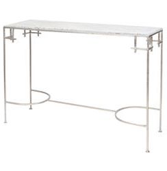Turlington Hollywood Regency White Marble Silver Console Table Intended For White Stone Console Tables (View 11 of 20)