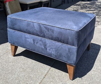 Uhuru Furniture & Collectibles: Sold #105206 Navy Blue Ottomanblack Intended For Dark Blue And Navy Cotton Pouf Ottomans (View 2 of 20)