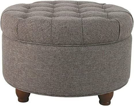 Ukn Fabric Upholstered Wooden Ottoman With Tufted Lift Off Lid Storage Throughout Fabric Tufted Round Storage Ottomans (View 13 of 20)