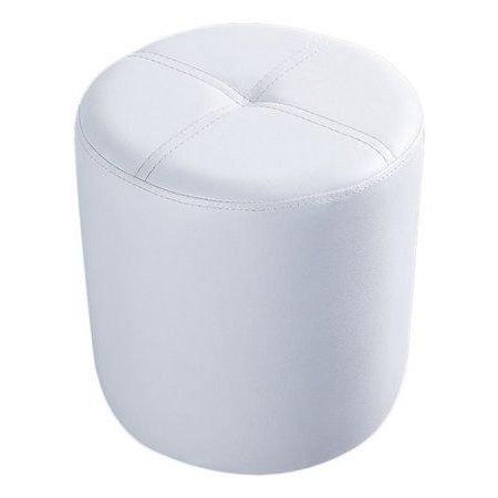 Ula Contemporary 13.5" Round Ottoman Footstool, White Faux Leather Within White Wool Square Pouf Ottomans (Gallery 19 of 20)