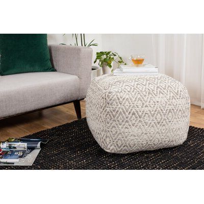 Union Rustic Flintridge 22'' Wide Square Geometric Pouf Ottoman With In Green Fabric Square Storage Ottomans With Pillows (View 8 of 20)