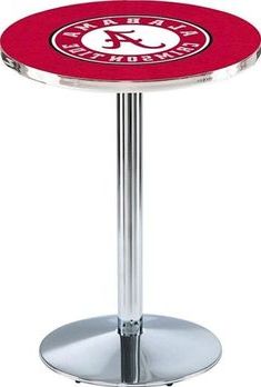 University Of Alabama Script A Cafe Table With Round Base, Polished Within Polished Chrome Round Console Tables (View 11 of 20)