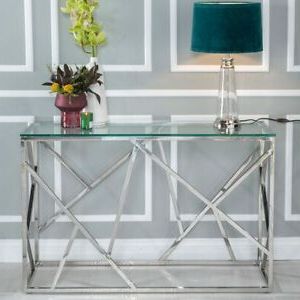 Urban Deco Maze Glass And Chrome Console Table | Ebay Pertaining To Glass And Chrome Console Tables (View 11 of 20)