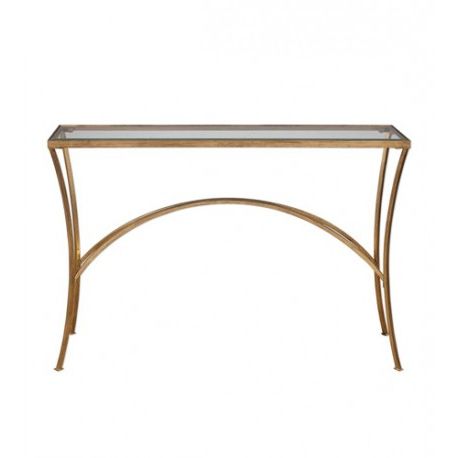 Uttermost 24640 Alayna 48 X 10 Inch Antiqued Gold Leaf Console Table Regarding Silver Leaf Rectangle Console Tables (View 6 of 20)