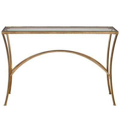 Uttermost Alayna Glass Top Console Table In Gold 792977246405 | Ebay With Glass And Gold Oval Console Tables (View 12 of 20)