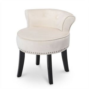 Vanity Stool Bedroom Modern Velvet Makeup Dressing Table Chair Rivet In Ivory Button Tufted Vanity Stools (View 9 of 20)