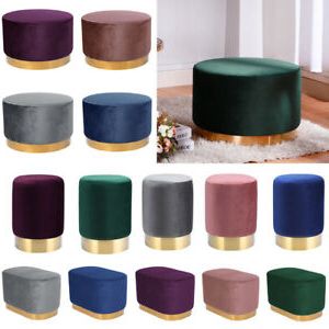 Velour Fabric Footstool Ottoman Velvet Footstools Stool With Gold Throughout Gold Chevron Velvet Fabric Ottomans (View 11 of 20)