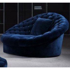 Velvet Fabric Sectional Sofa And Blue Round Velvet Chair And | Round Regarding Cream Chevron Velvet Fabric Ottomans (View 12 of 20)