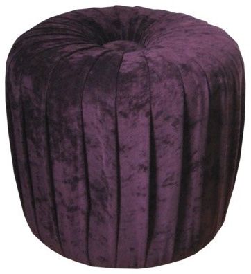Velvet Pleated Ottoman Stool, Aubergine Purple – Contemporary Inside Light Blue And Gray Solid Cube Pouf Ottomans (View 11 of 20)
