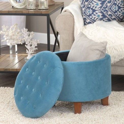 Velvet Tufted Round Ottoman With Storage Purple – Homepop | Tufted For Glam Light Pink Velvet Tufted Ottomans (View 8 of 20)