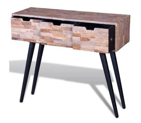 Vidaxl Console Table With 3 Drawers Reclaimed Teak Wood | Vidaxl (View 9 of 20)